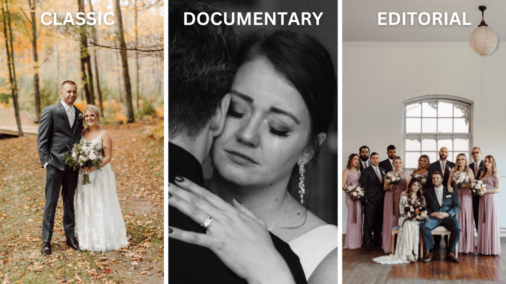 Different styles of Adirondack Wedding Photography